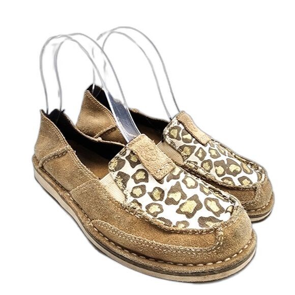 Ariat Shoes - Ariat Ladies Brown Suede and Glitter Leopard Print Cruiser Shoes Size 5.5 B